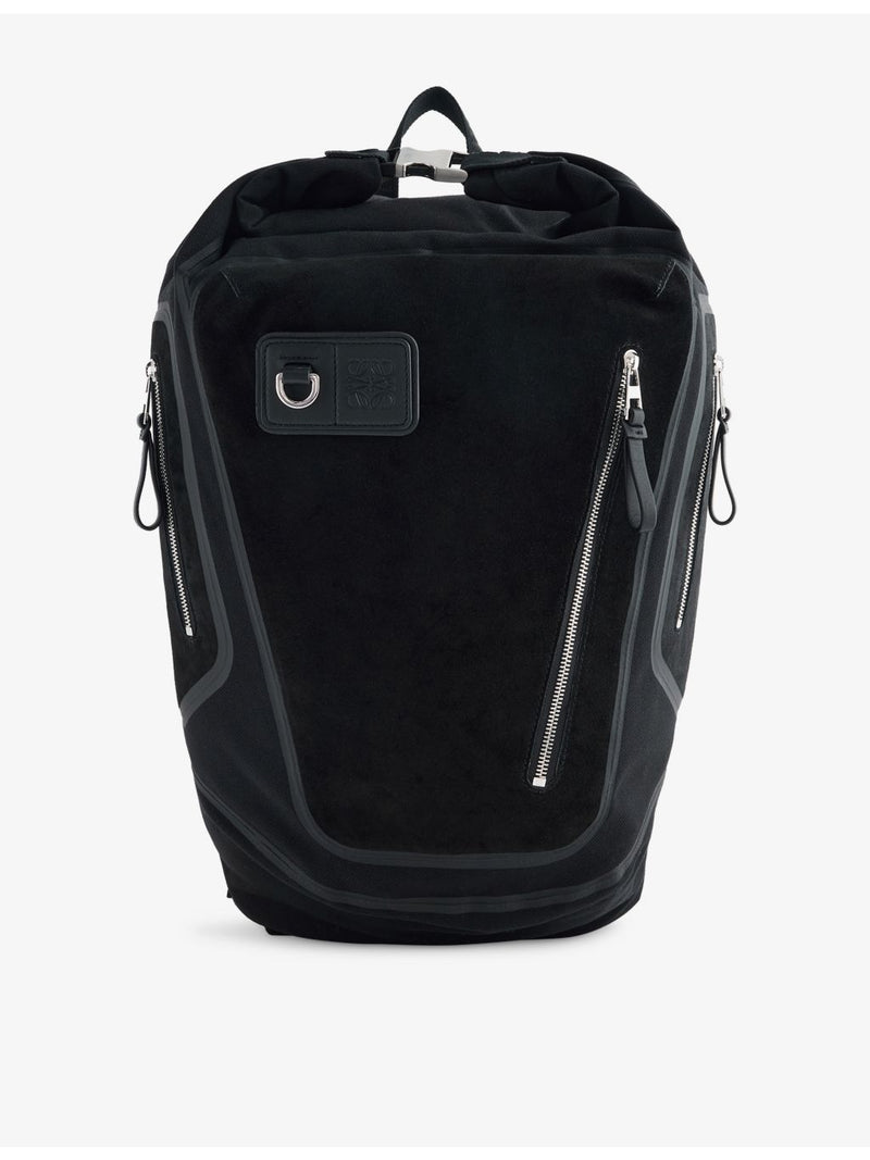 Loewe Flex Roll Top canvas suede backpack imported from the UK