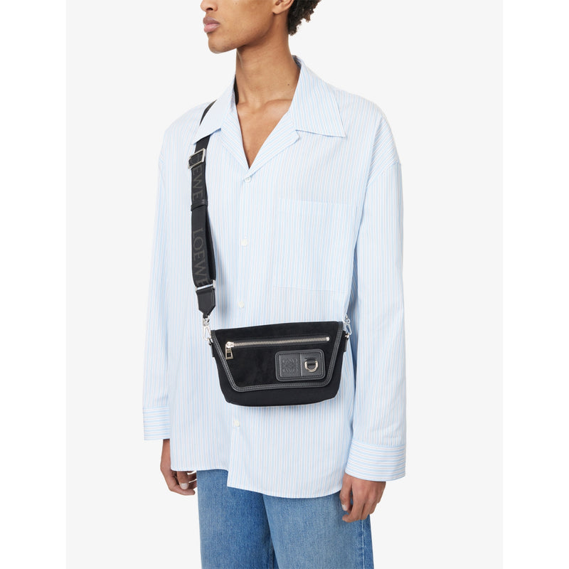 Loewe Mini Flex Messenger canvas suede shoulder bag 14cm (British brand)
