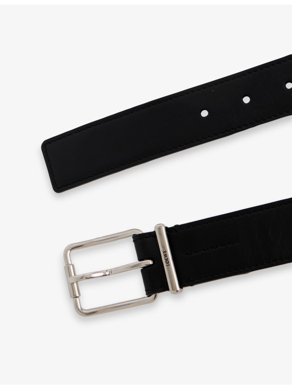 Loewe engraved logo leather belt with square buckle (British brand)