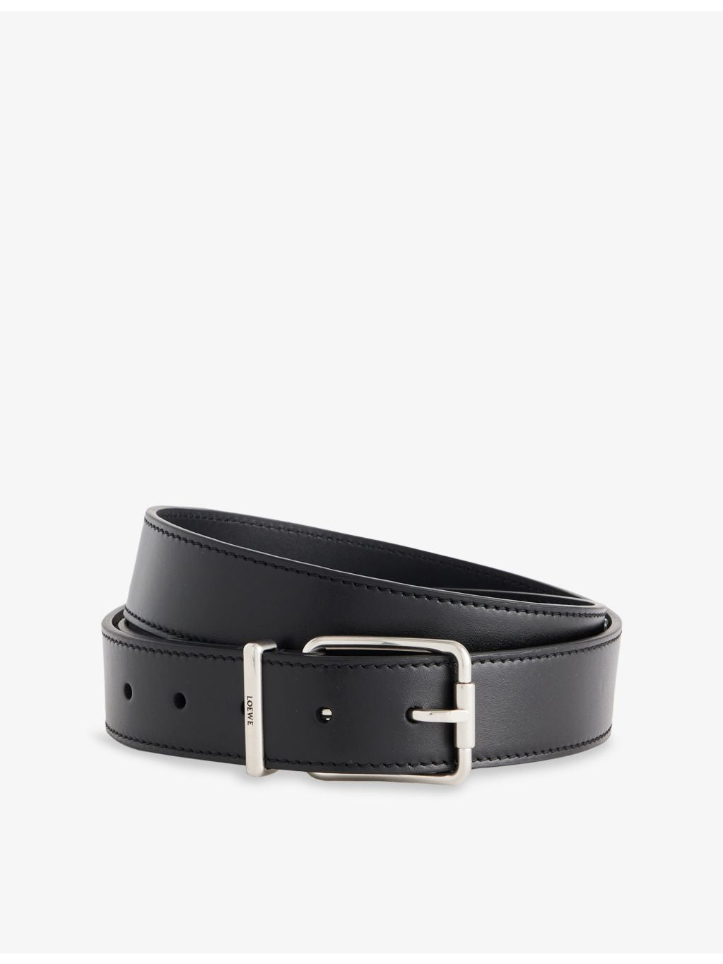Loewe engraved logo leather belt with square buckle (British brand)