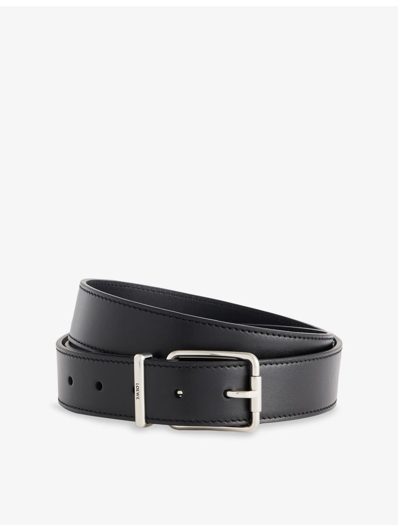 Loewe engraved logo leather belt with square buckle (British brand)
