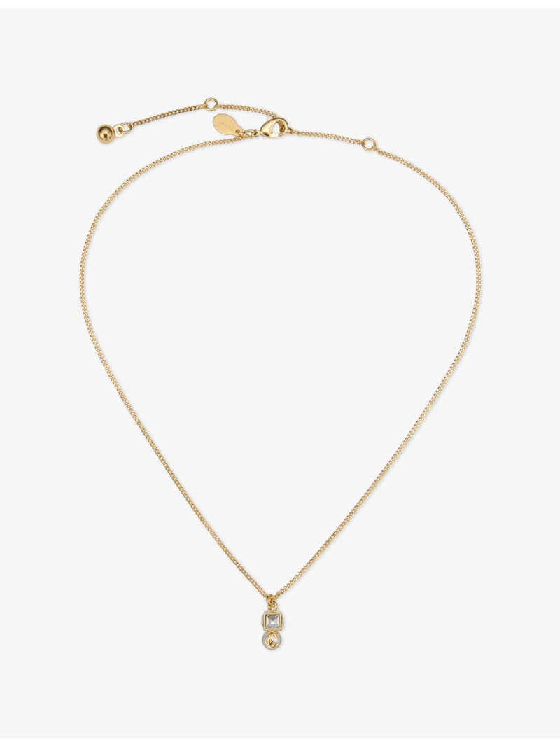 Jimmy Choo brass pearl cube pendant necklace with cubic zirconia (British brand)