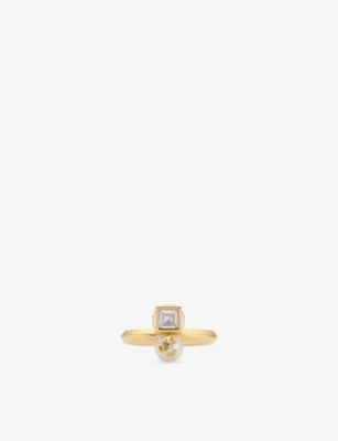 Jimmy Choo Pearl Cube Brass Ring