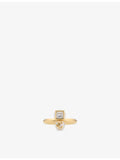 Jimmy Choo JC Pearl Cube brass ring featuring crystal, UK version