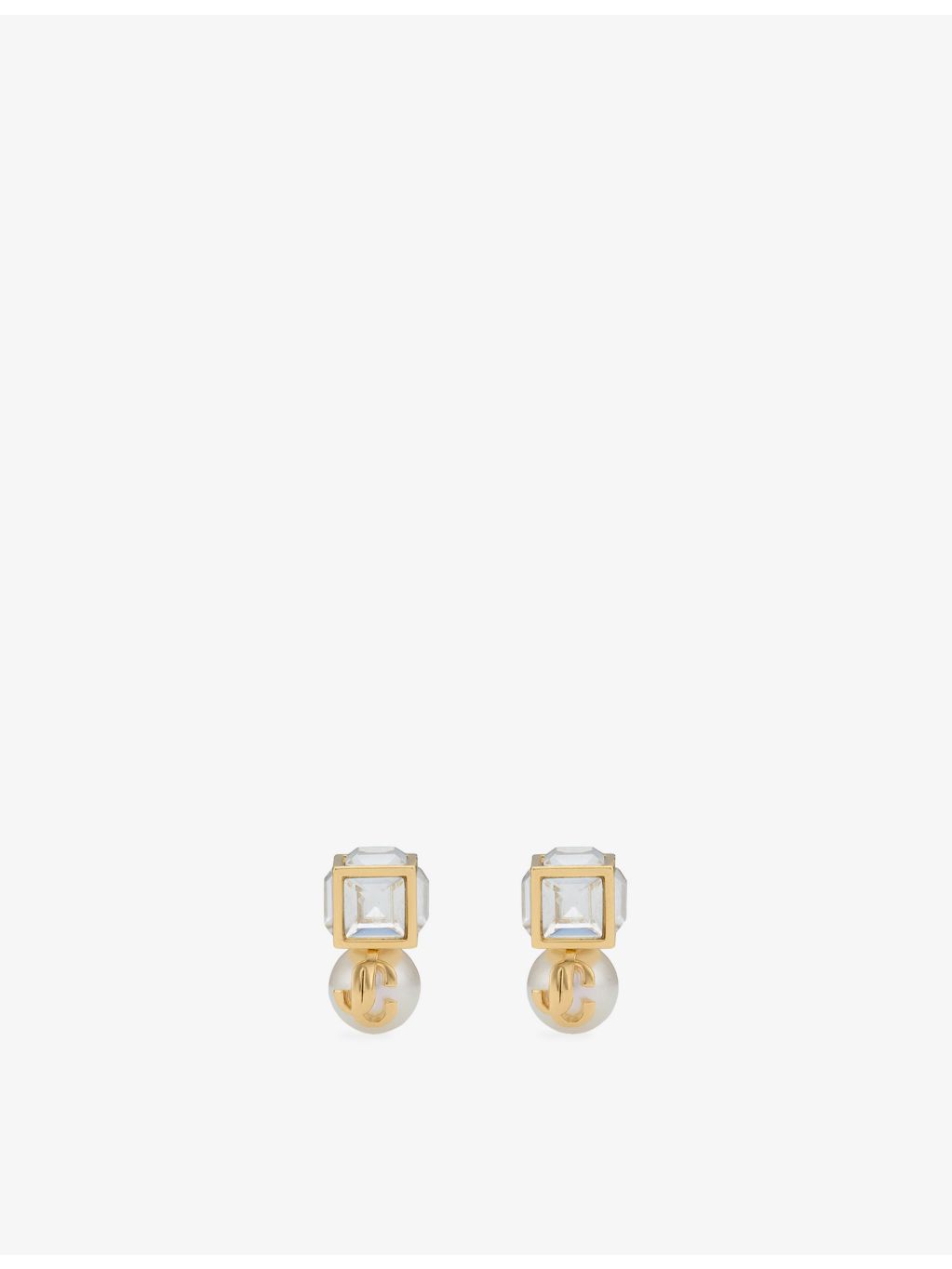 Jimmy Choo pearl cube brass stud earrings, UK version