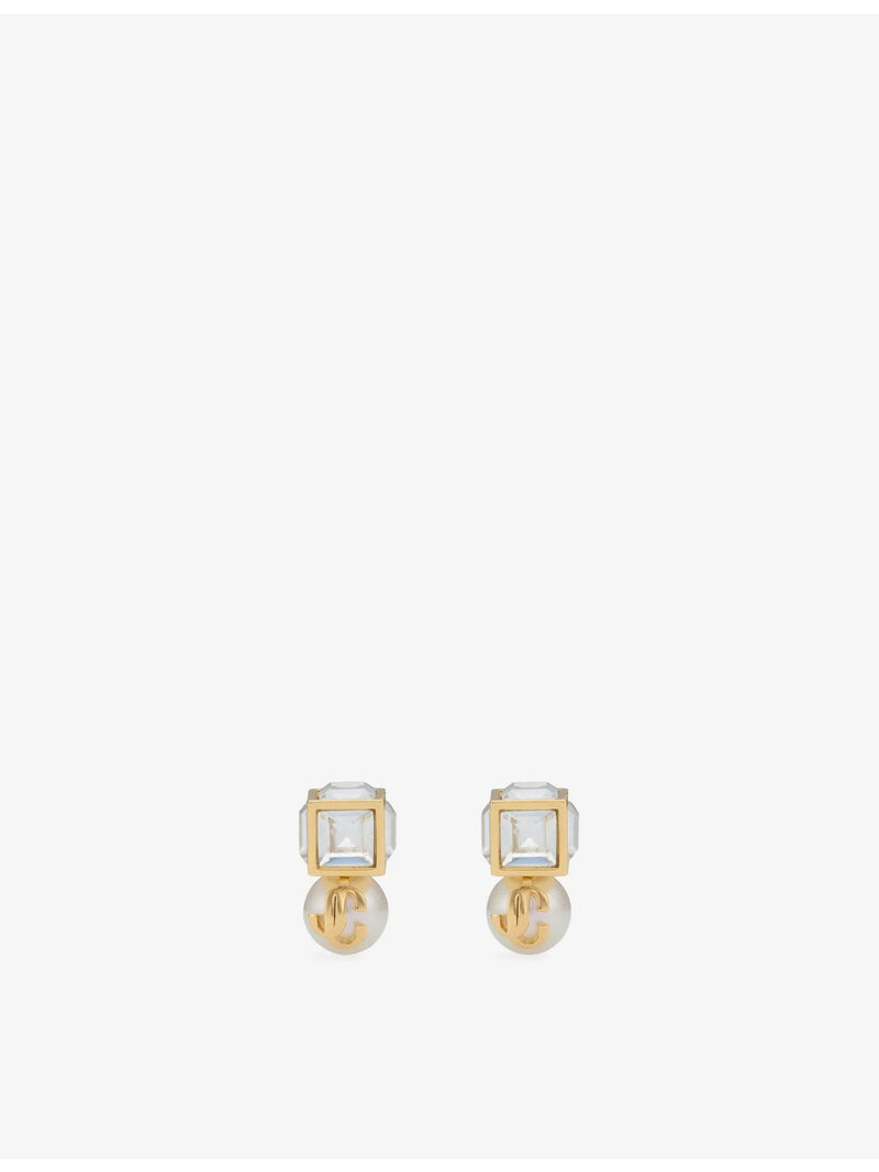 Jimmy Choo pearl cube brass stud earrings, UK version