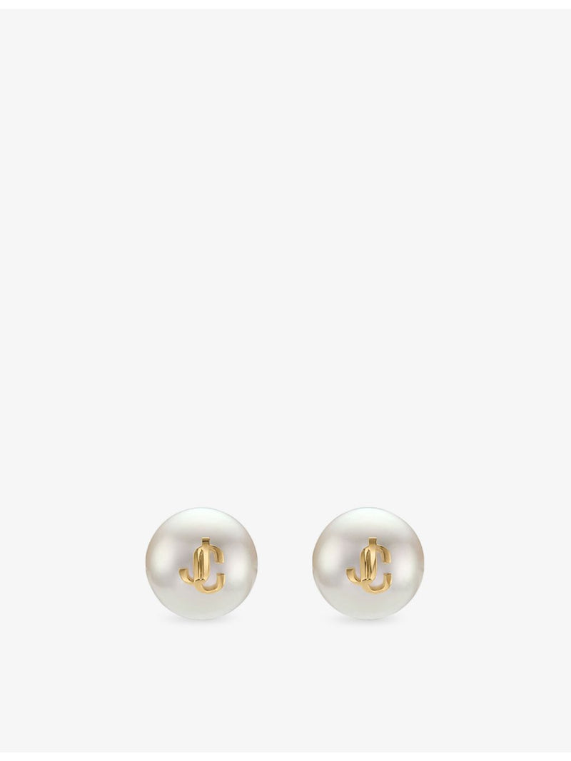 Jimmy Choo JC Maxi Pearl brass stud earrings, UK version