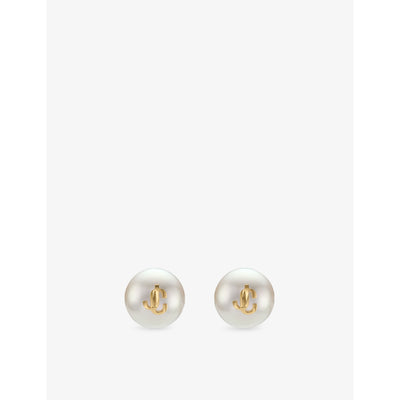 selfridges Jimmy Choo Maxi Pearl Brass Stud Earrings- Buy online at McGrocer