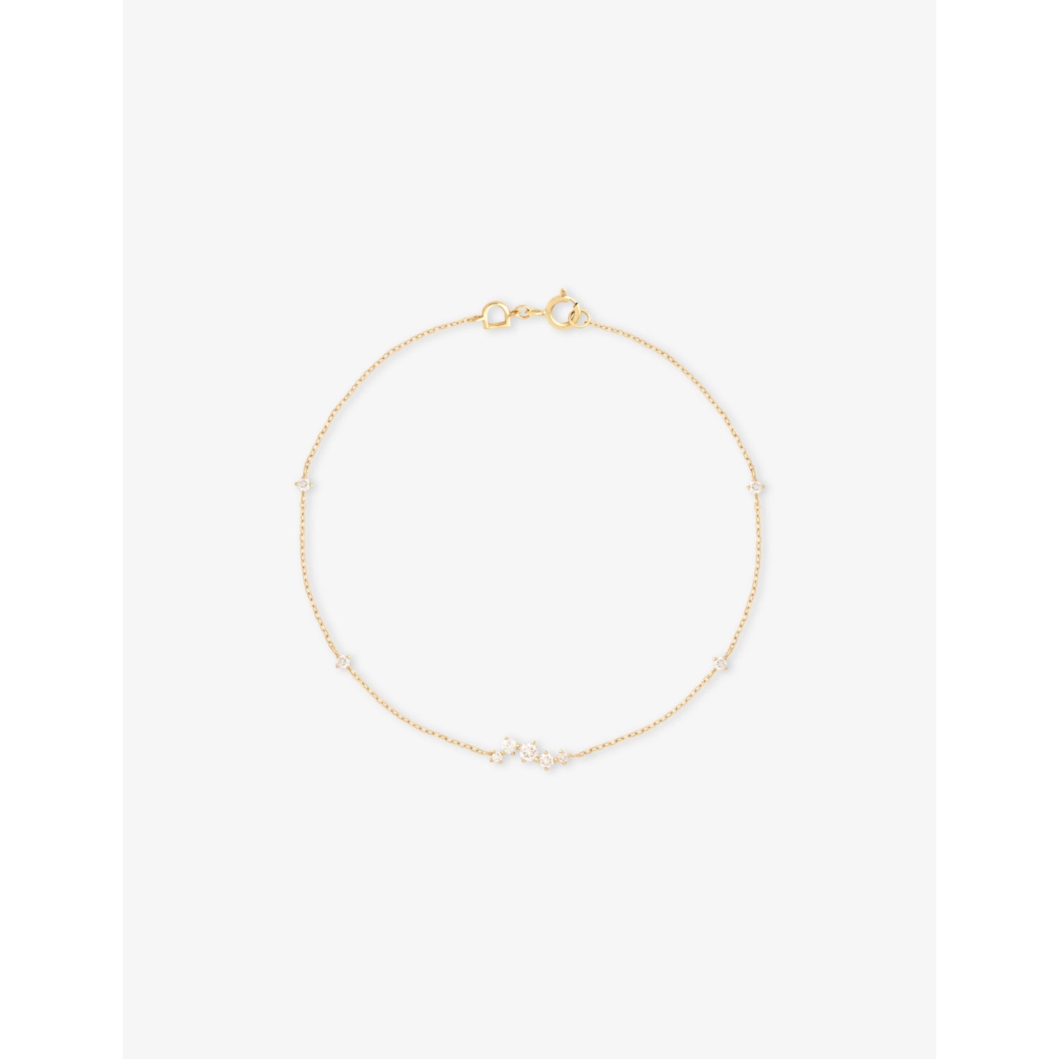 Cluster 14ct Yellow Gold And Lab-Grown Diamond Bracelet - 16.5CM