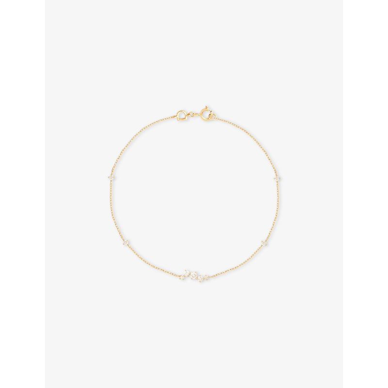 Cluster 14ct Yellow Gold And Lab-Grown Diamond Bracelet - 16.5CM