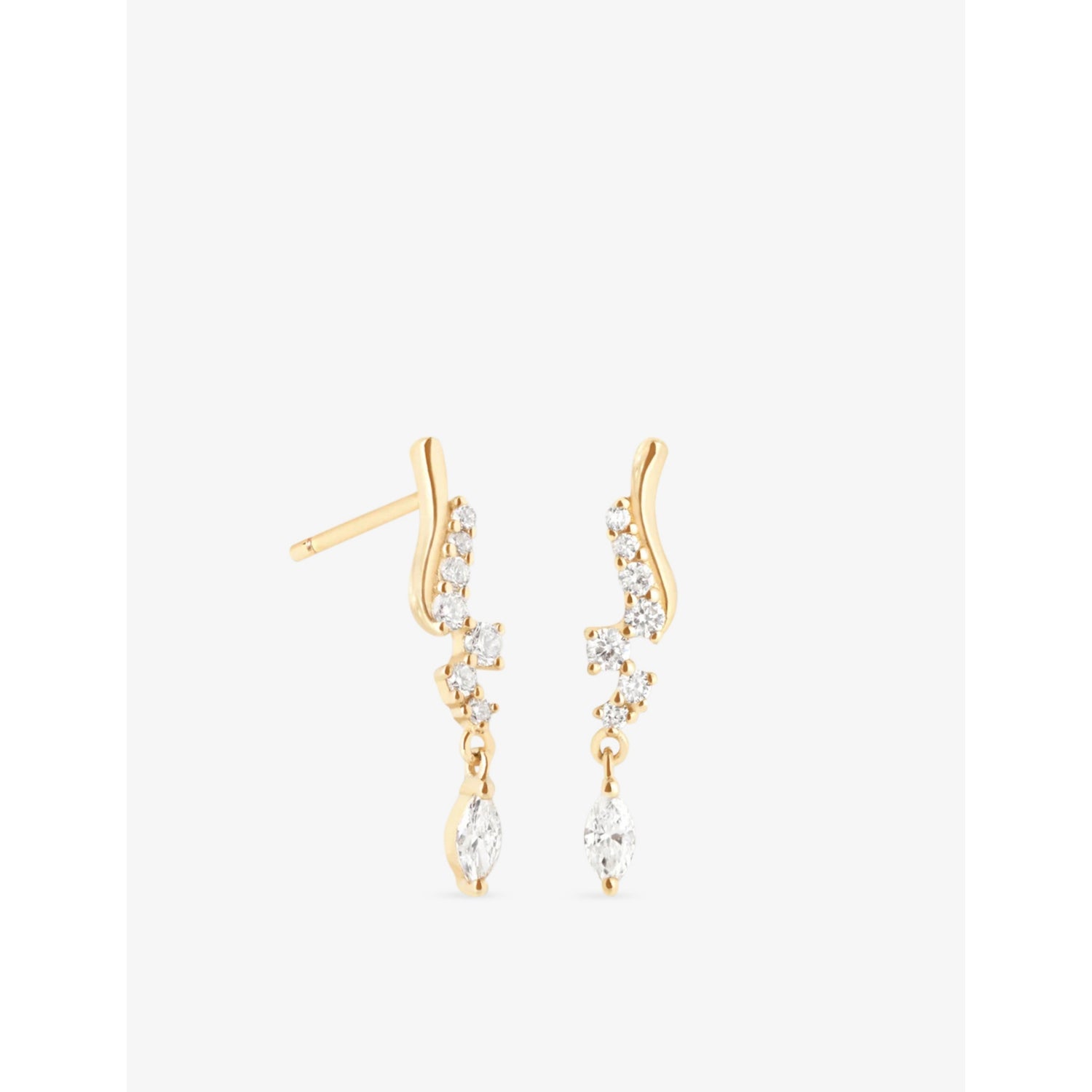 Astrid & Miyu diamond stud earrings, 14ct yellow gold - British product