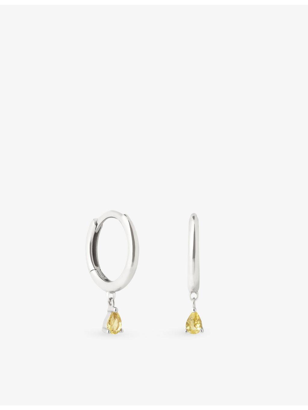 Astrid & Miyu drop huggies with yellow sapphire (British brand)