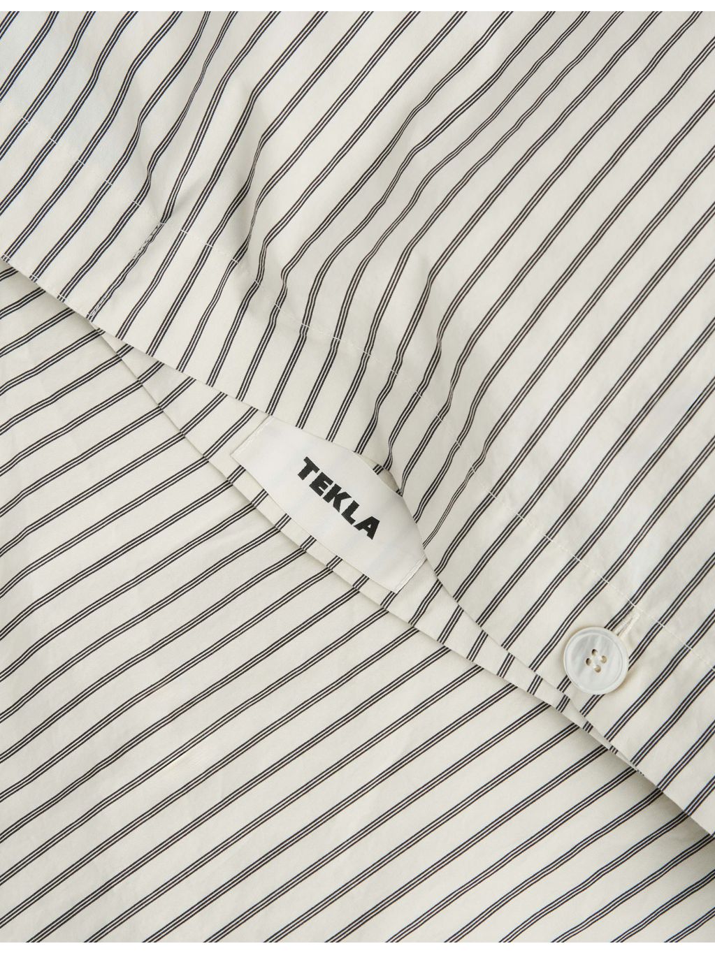 Tekla percale striped double cotton duvet cover, imported from the UK