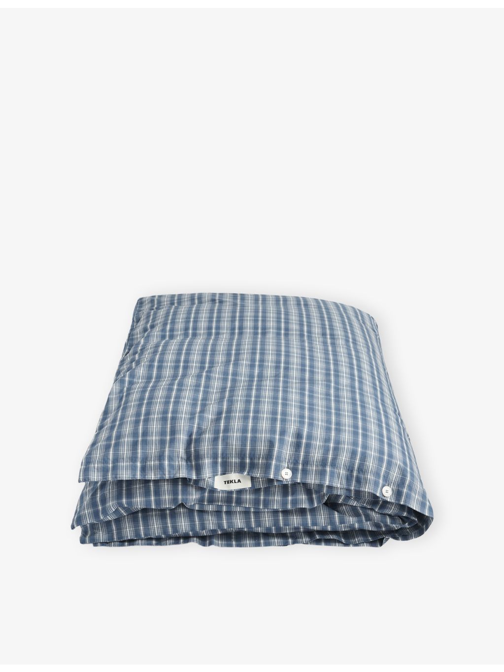 Tekla 100% cotton percale checked super-king duvet cover, UK version