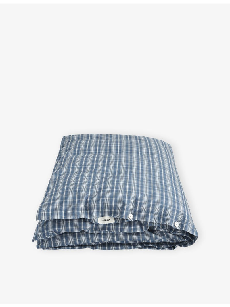 Tekla 100% cotton percale checked super-king duvet cover, UK version
