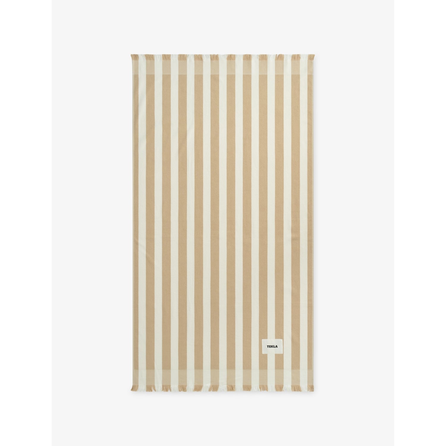 Striped Terry Cotton Beach Towel - Almond Stripes