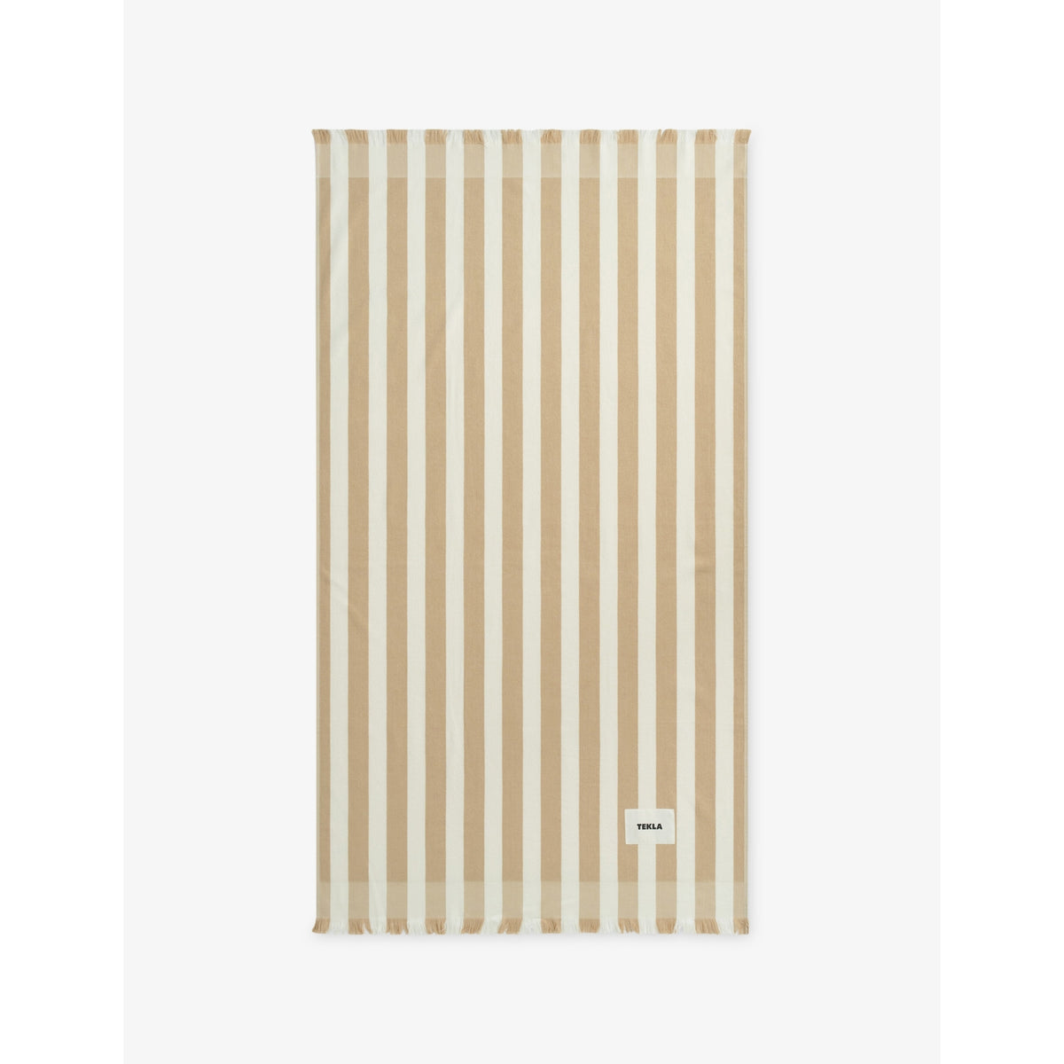 Striped Terry Cotton Beach Towel - Almond Stripes