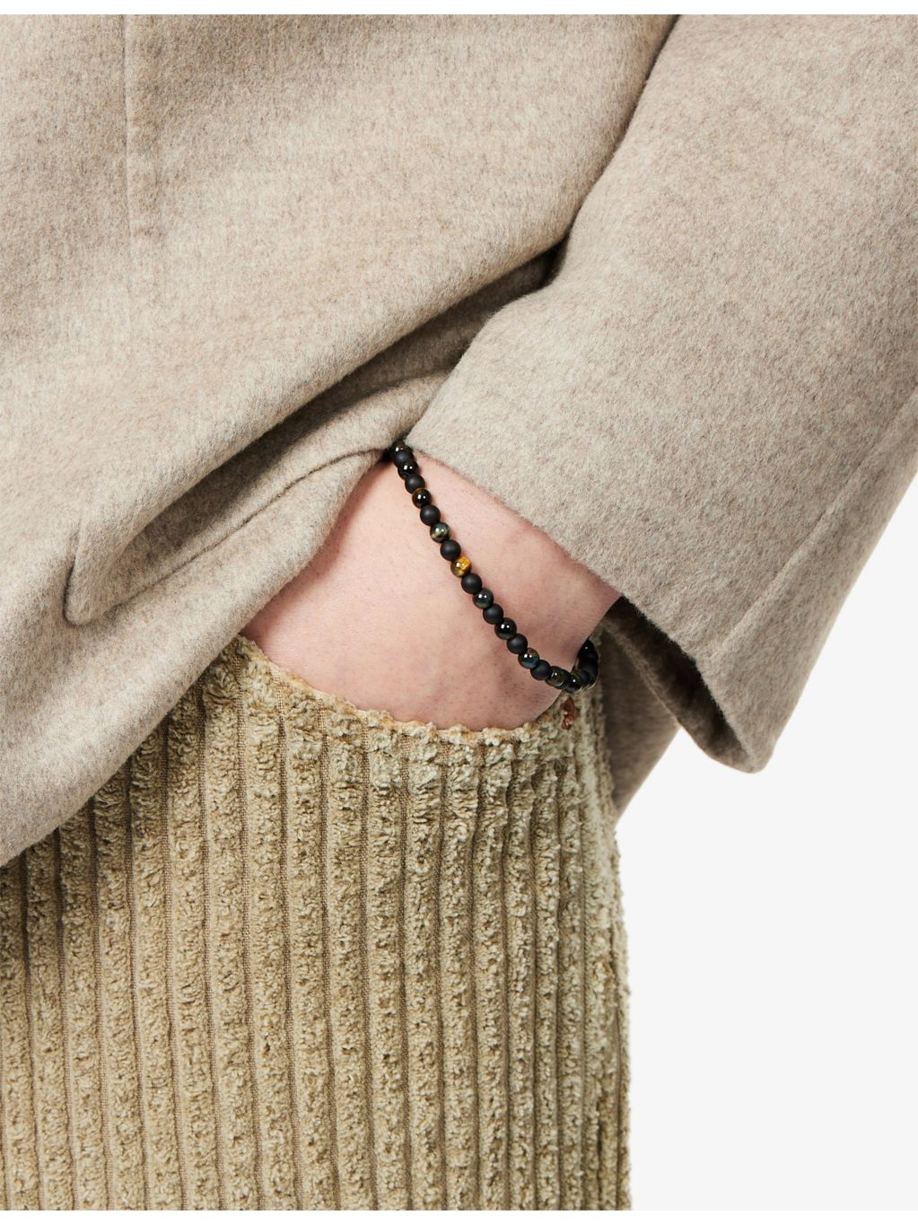 Thomas Sabo beaded bracelet obsidian tiger-eye 19cm, imported from the UK