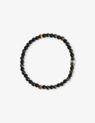 Talisman Sterling-Silver, Obsidian, And Tiger-Eye Beaded Bracelet - 21cm