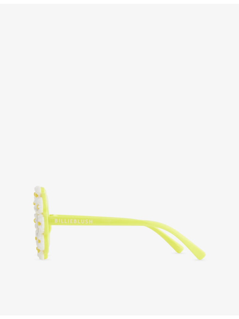 Billie Blush floral-trim sunglasses with flower-shaped lenses (British brand)