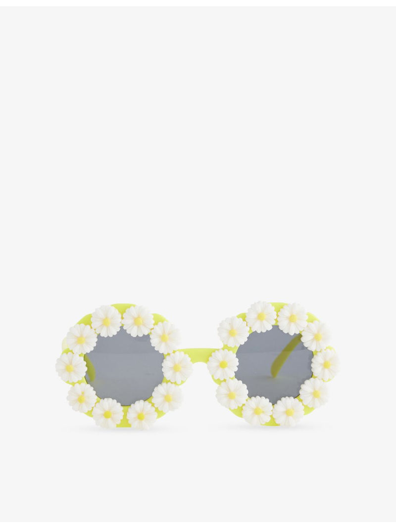 Billie Blush floral-trim sunglasses with flower-shaped lenses (British brand)