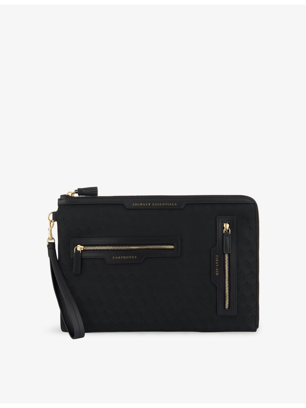 Anya Hindmarch woven pouch Journey Essentials with leather trims - British product