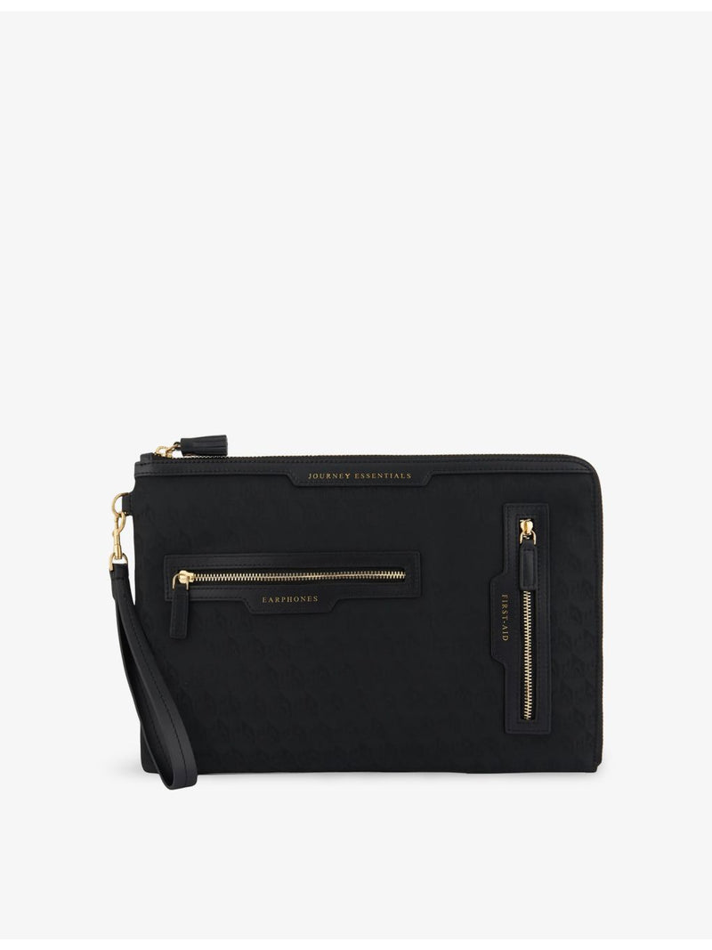Anya Hindmarch woven pouch Journey Essentials with leather trims - British product