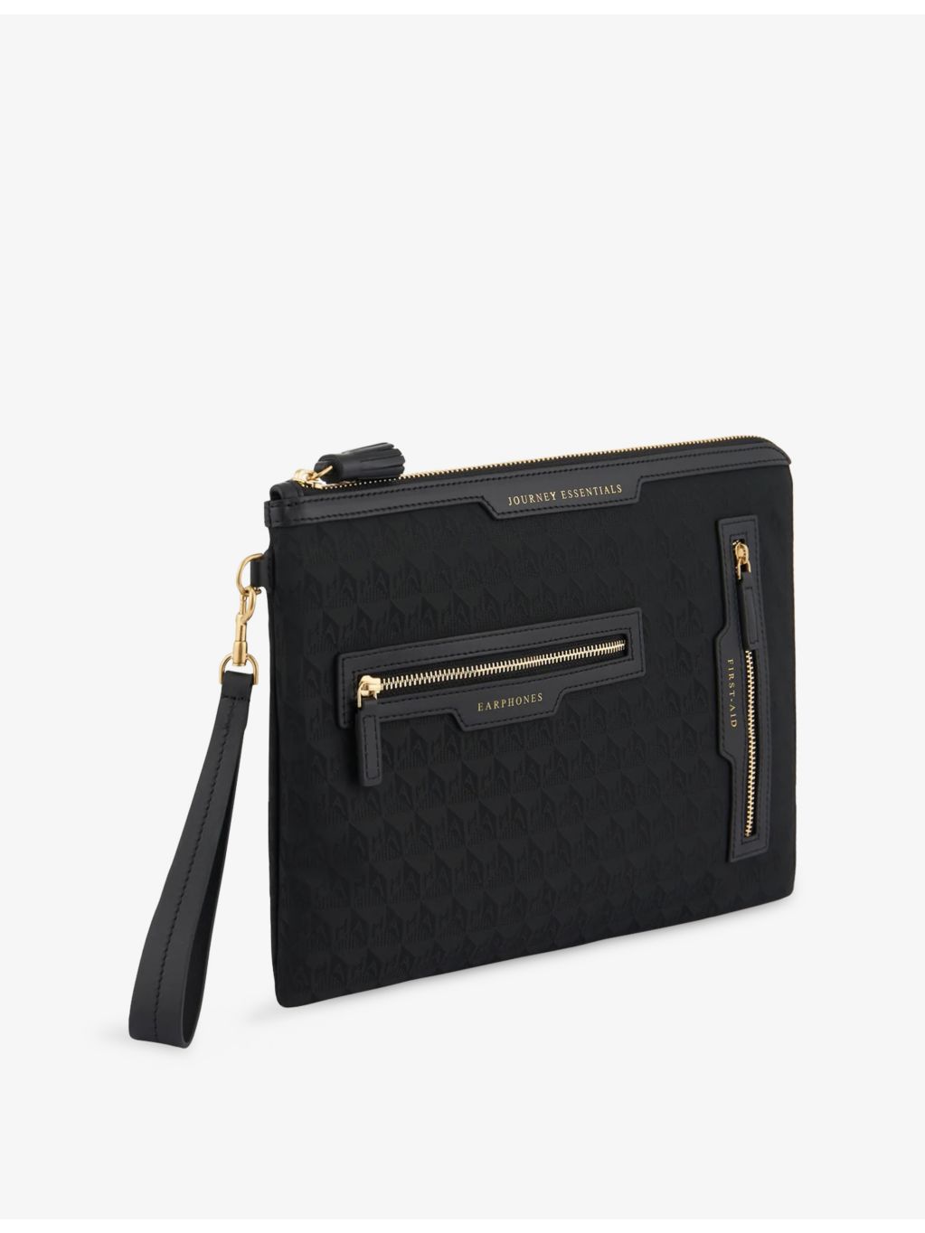 Anya Hindmarch woven pouch Journey Essentials with leather trims - British product