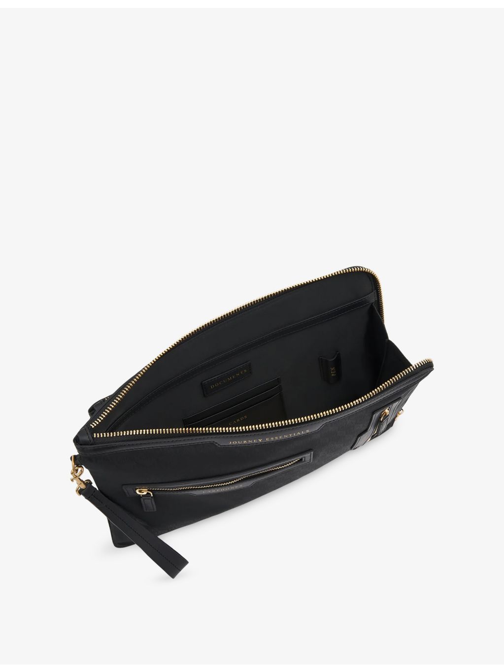 Anya Hindmarch woven pouch Journey Essentials with leather trims - British product