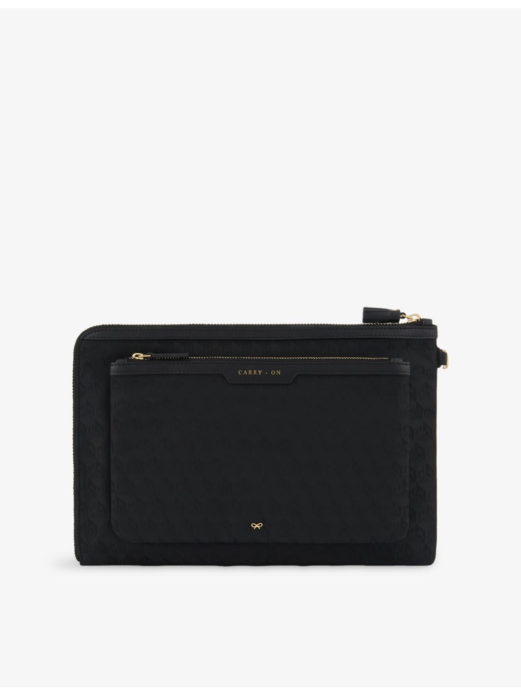 Anya Hindmarch woven pouch Journey Essentials with leather trims - British product