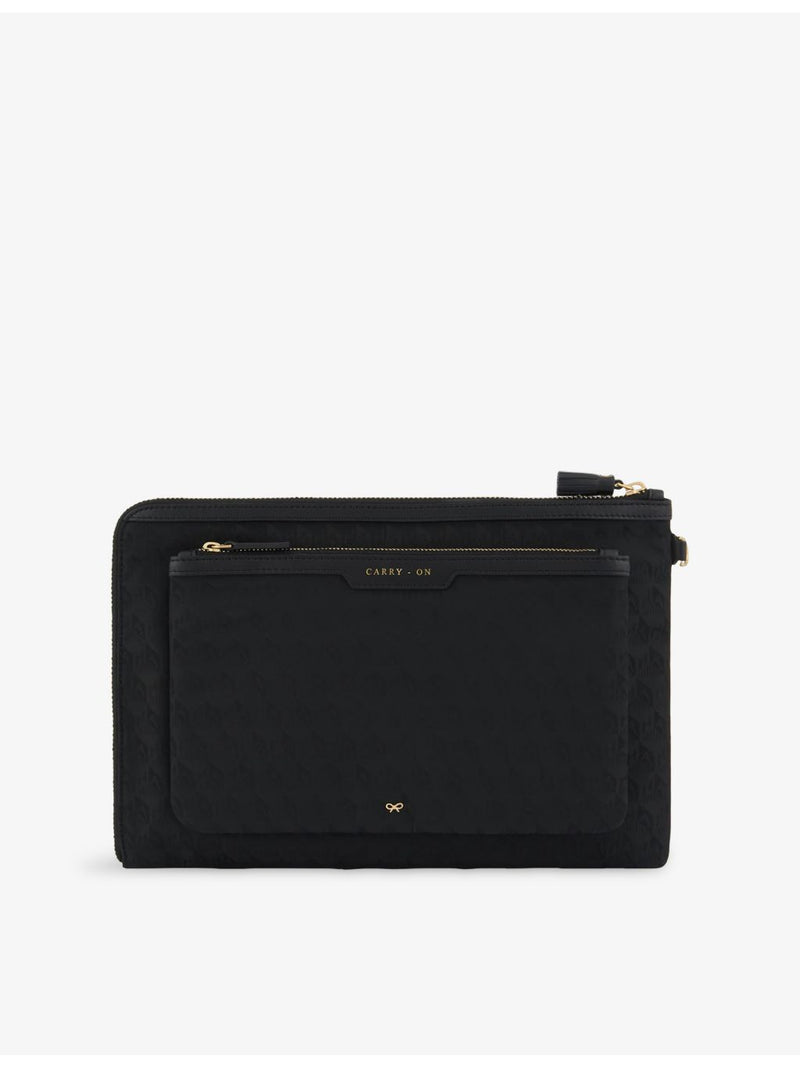 Anya Hindmarch woven pouch Journey Essentials with leather trims - British product