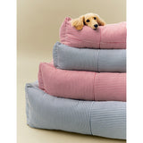 HAY striped woven large dog bed with padded sides, UK version