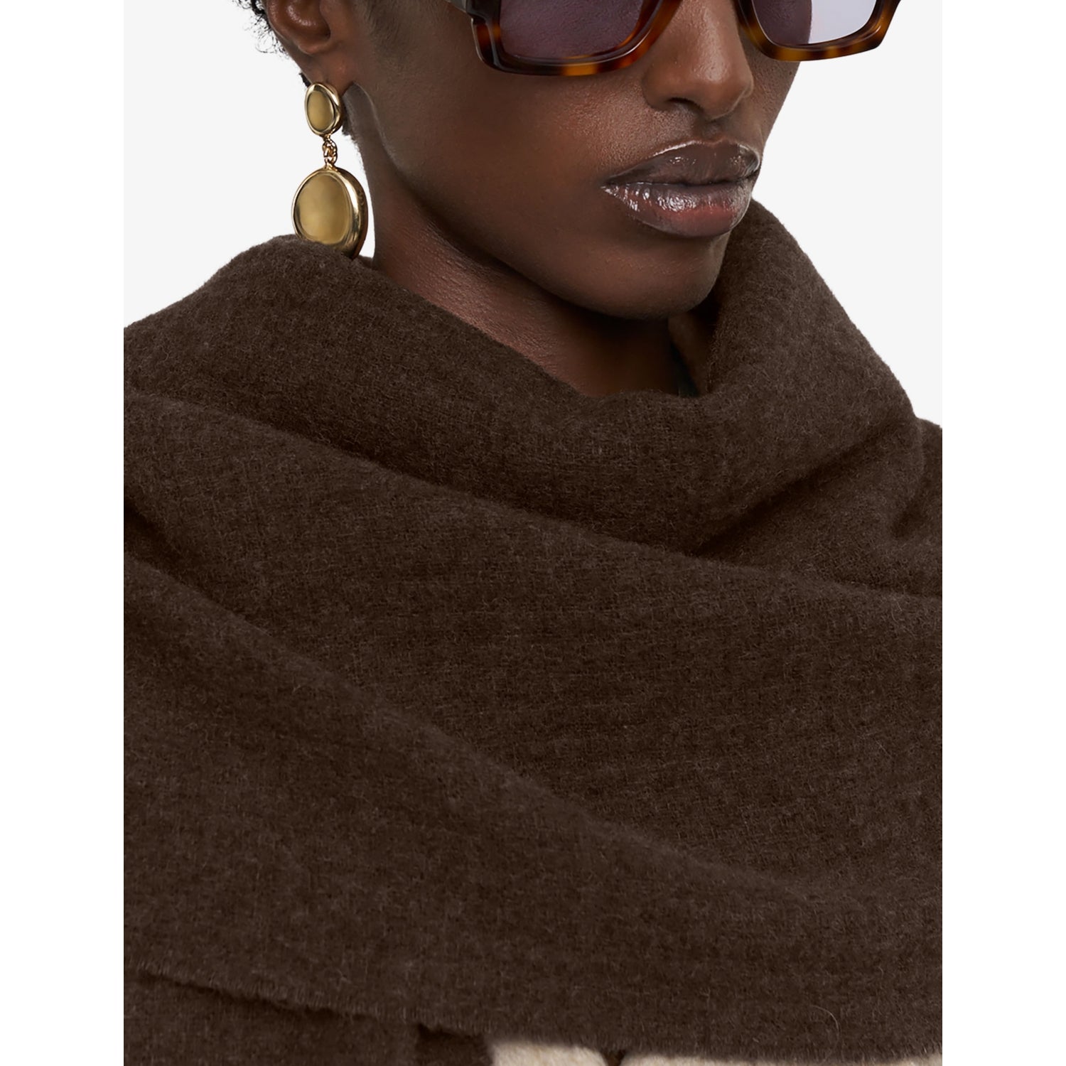 Joseph Flora waffle weave wool scarf with fringed edges - British product