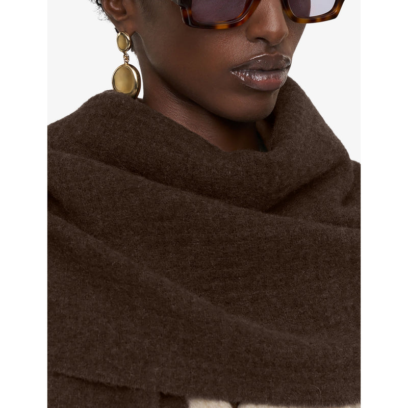 Joseph Flora waffle weave wool scarf with fringed edges - British product