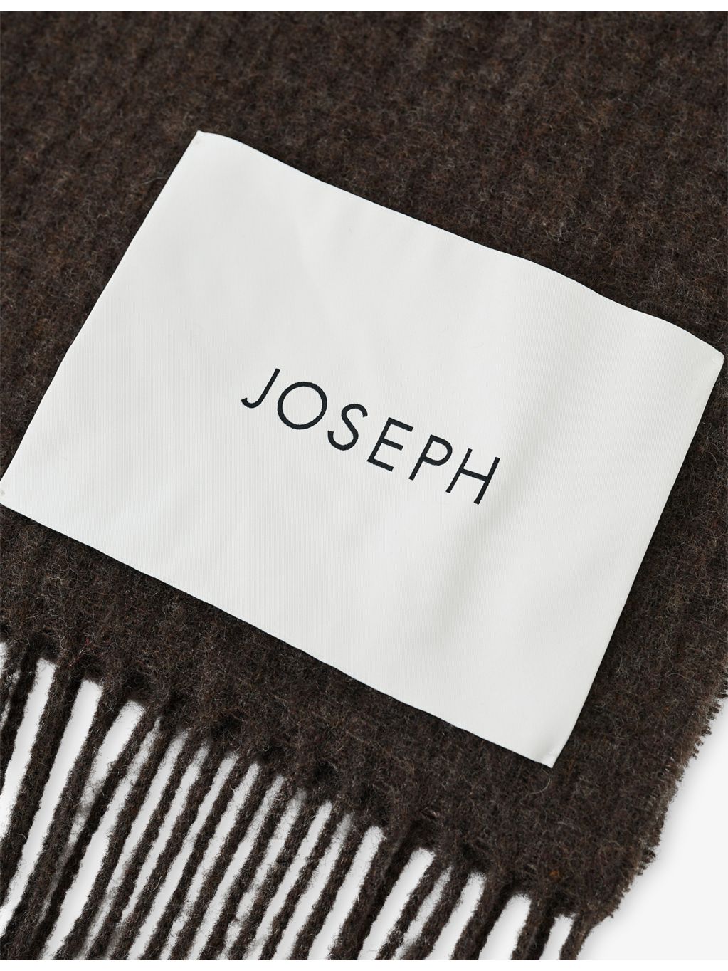 Joseph Flora waffle weave wool scarf with fringed edges - British product