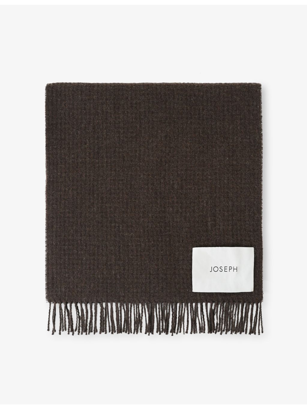Joseph Flora waffle weave wool scarf with fringed edges - British product