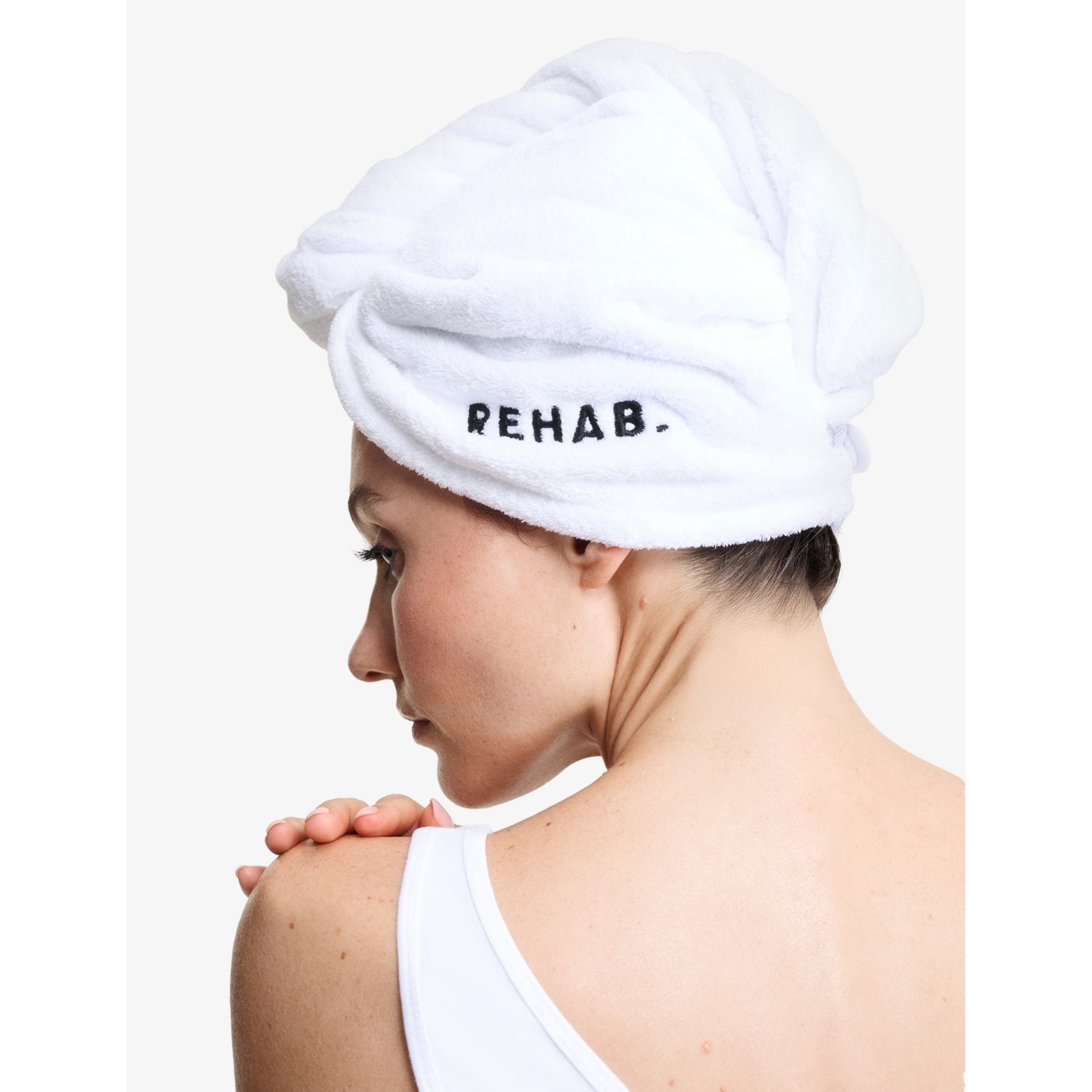 REHAB embroidered microfibre hair towel (British brand)