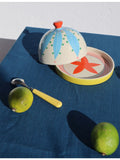 Laetitia Rouget stoneware butter dish with starfish design 16cm - British product
