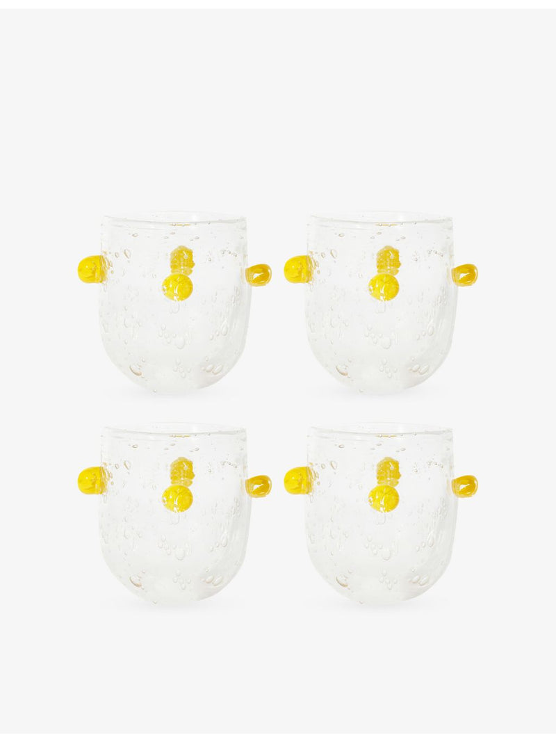 Manola set of four glass tumblers with dotted details - British product