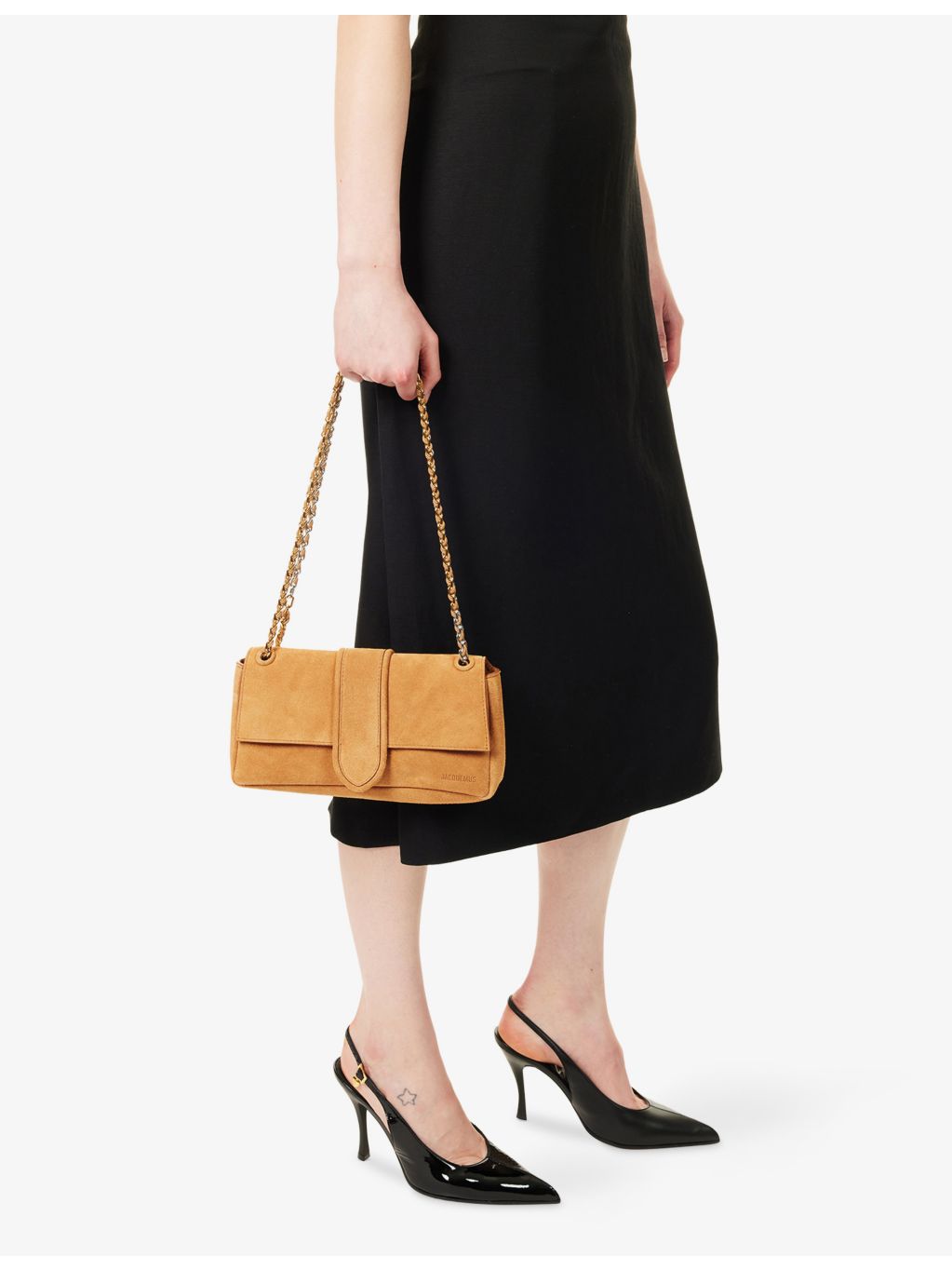 Jacquemus Bambino Chaîne suede shoulder bag with chain strap - British product