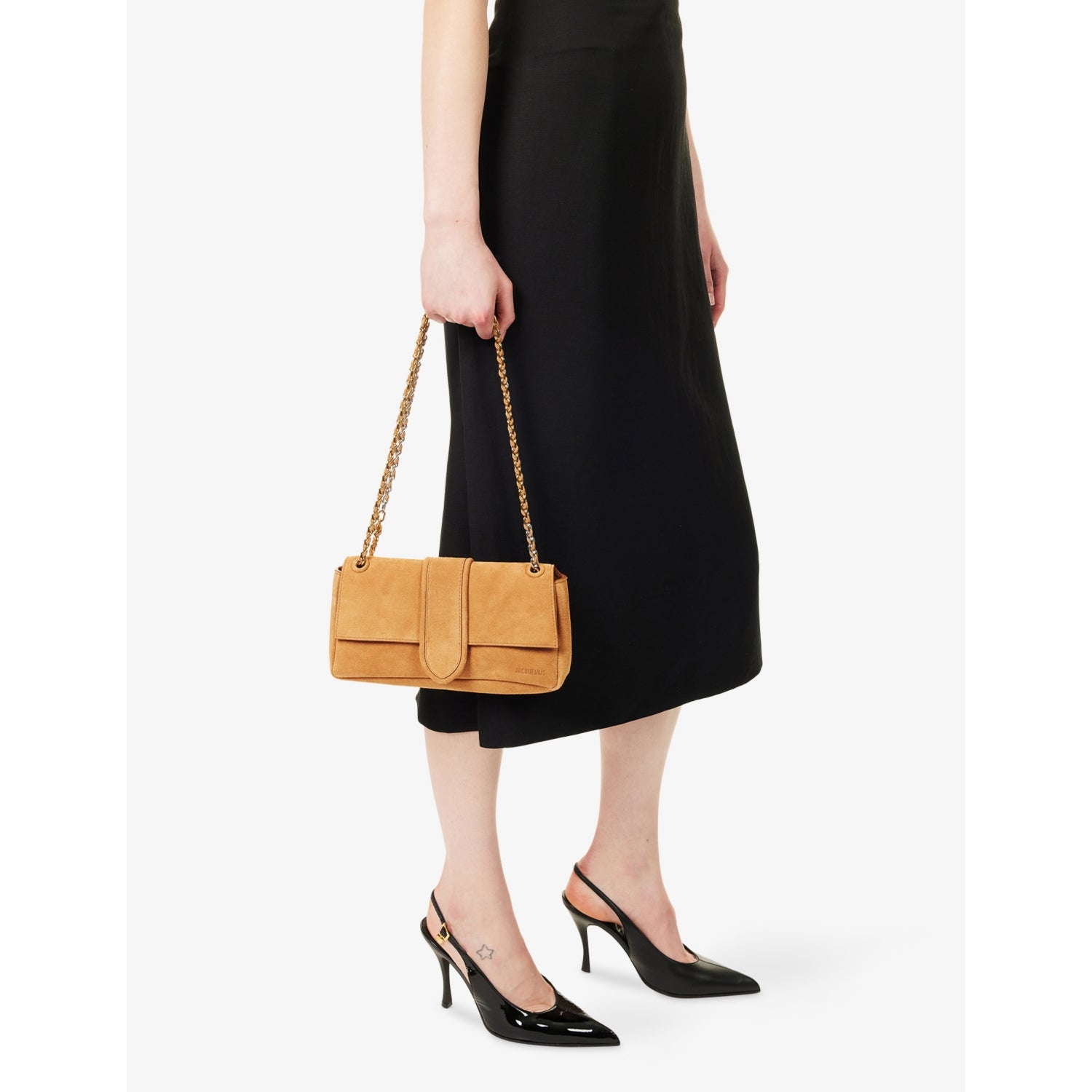 Jacquemus Bambino Chaîne suede shoulder bag with chain strap - British product