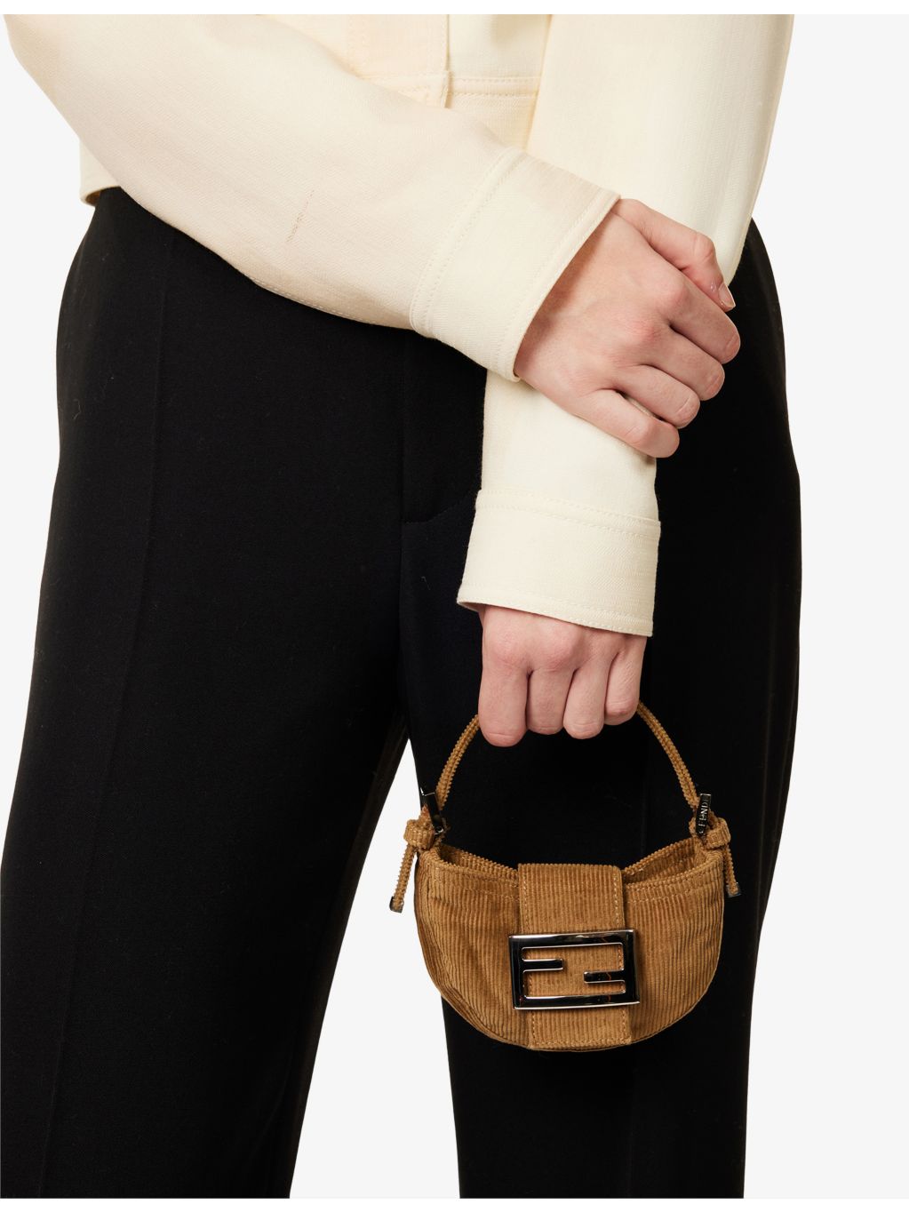 Fendi corduroy croissant shoulder bag, imported from the UK