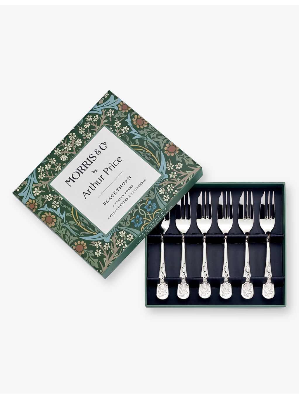 Morris & Co. Blackthorn pastry forks set of six stainless steel (British brand)