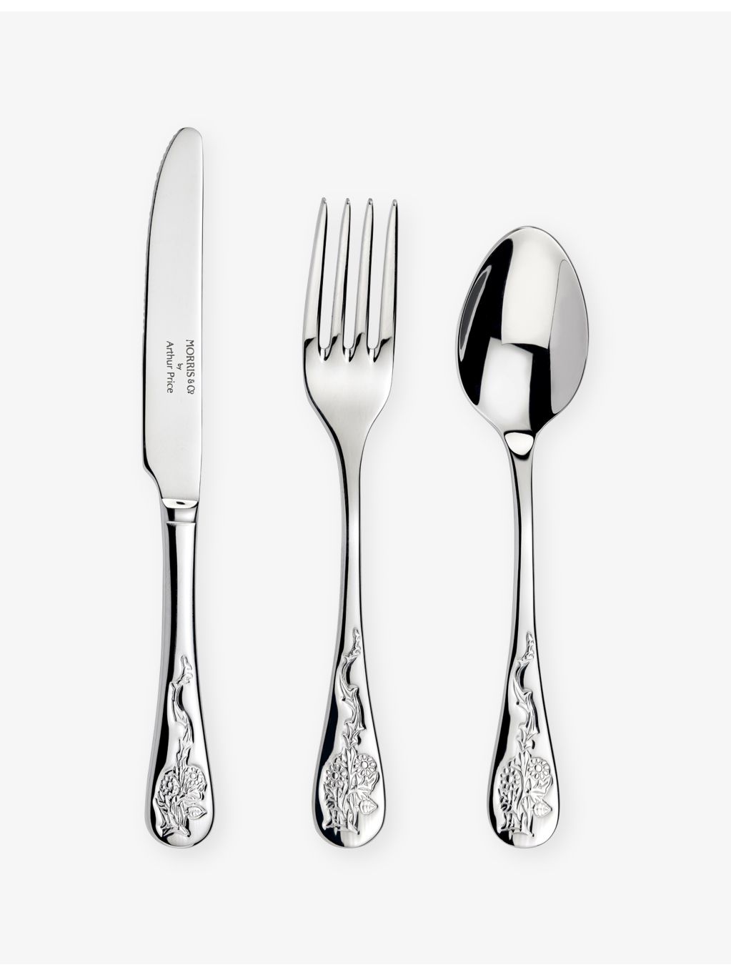 Arthur Price child's cutlery set Morris & Co. Blackthorn 3-piece (British brand)