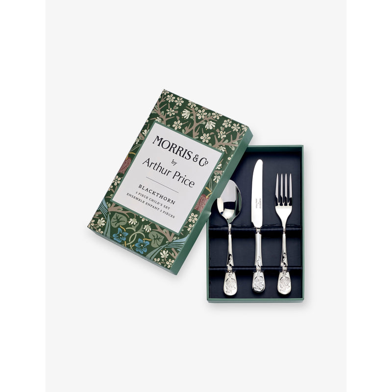 Arthur Price child's cutlery set Morris & Co. Blackthorn 3-piece (British brand)