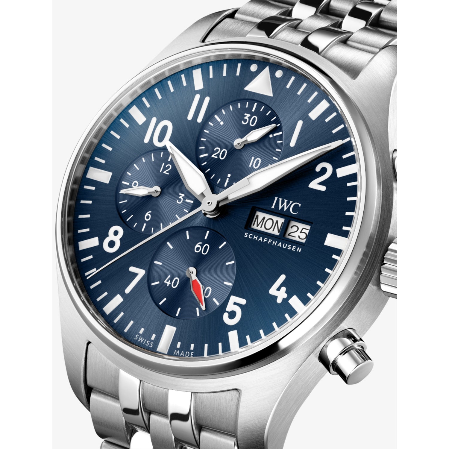 IWC Pilot Chronograph 43mm stainless steel blue dial, imported from the UK