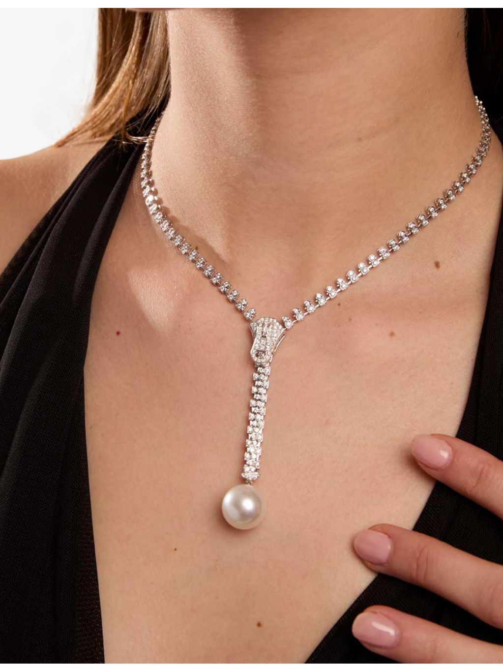 Yoko London pearl and diamond drop necklace, imported from the UK