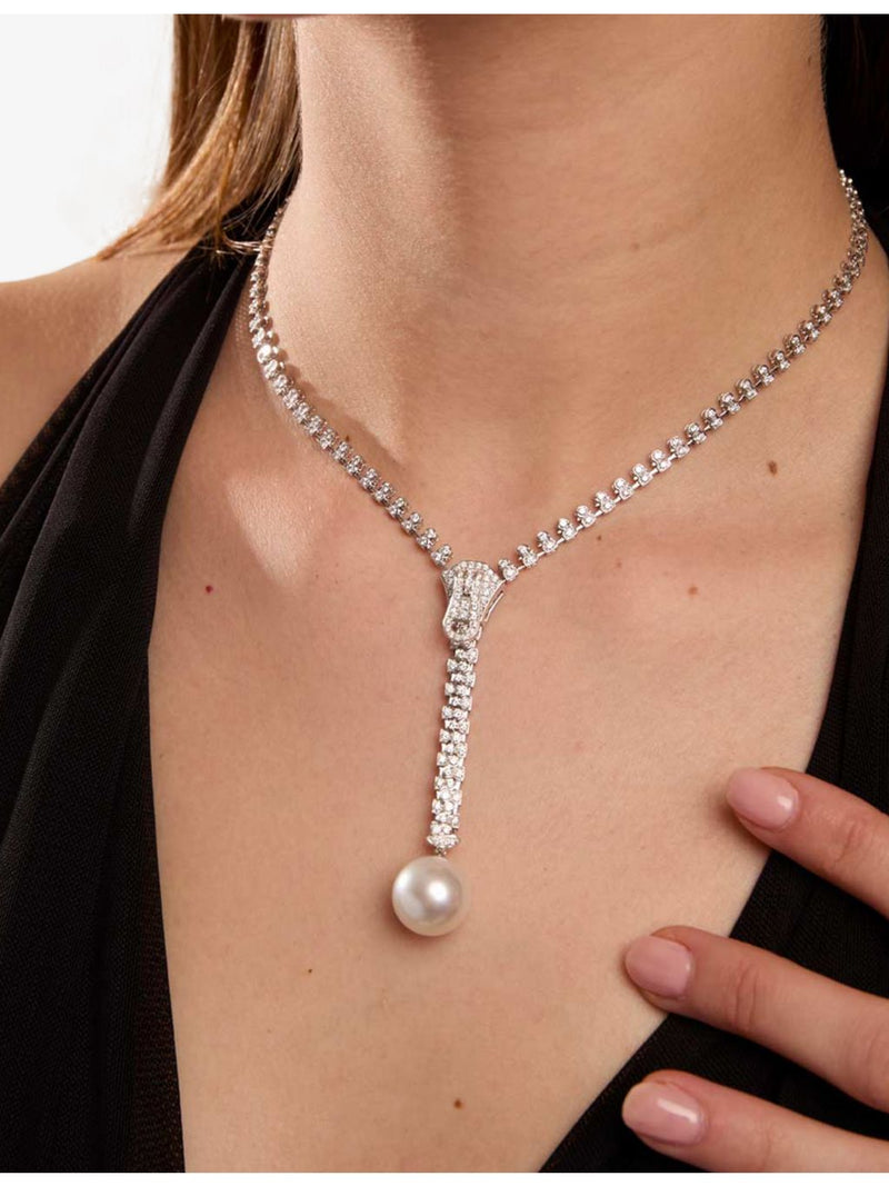 Yoko London pearl and diamond drop necklace, imported from the UK