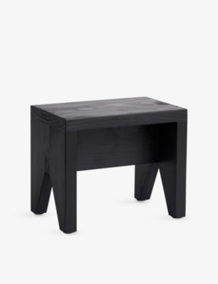 Manolito short pine wood stool with natural finish, UK version