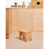 Manolito short pine wood stool with natural finish, UK version